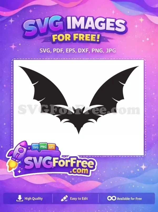 Striking free bat silhouette SVG design, perfect for spooky season projects and nocturnal animal themes. Get this free graphic now!