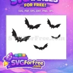 Free Black Flying Bat Free Spooky Creature Design Halloween Free SVG - Instant Download
