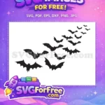 Free Black Flying Bats Free Spooky Halloween Night Free SVG - Instant Download