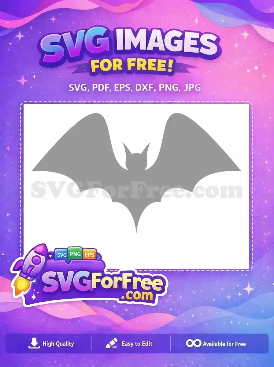 A striking free bat silhouette SVG, perfect for Halloween crafts and gothic themes. This free design is versatile.