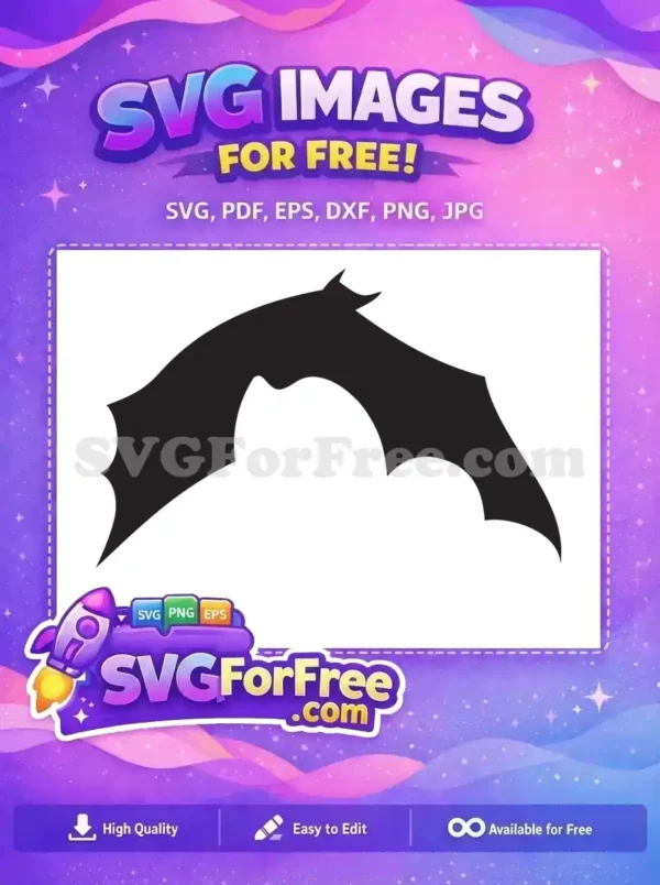 A striking free bat silhouette design, perfect for Halloween decorations, craft projects, and spooky themes. This free vector is highly adaptable.