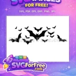 Free Black Flying Bats Free Halloween Spooky Silhouettes Night Sky Free SVG - Instant Download