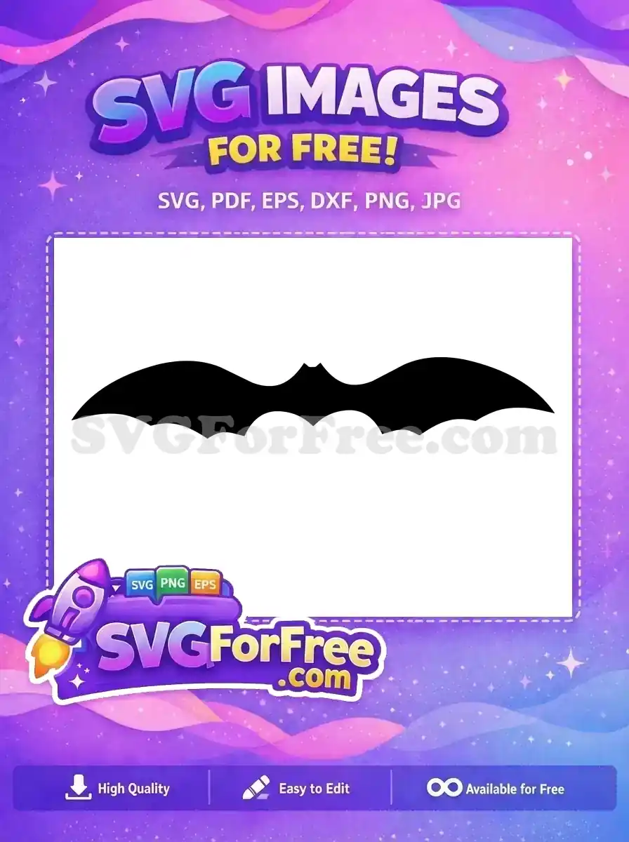 A free black bat silhouette with outstretched wings, perfect for Halloween crafts and spooky free designs. Download now!