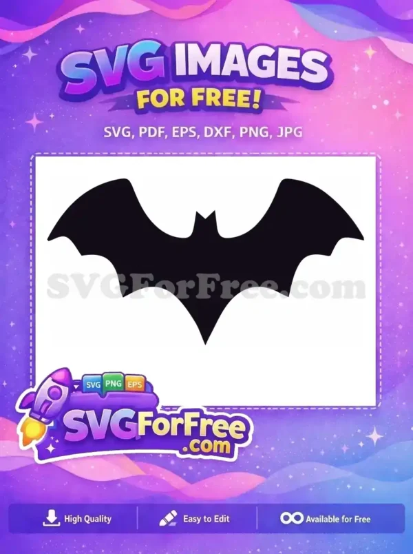 A crisp, free bat silhouette SVG design with outstretched wings, ideal for Halloween projects or unique decorations. Download this free vector now!