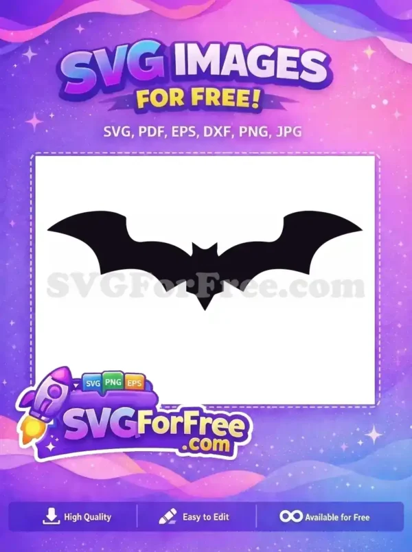 A captivating free bat silhouette design, featuring outstretched wings, perfect for creative projects. This free SVG is ready to use.