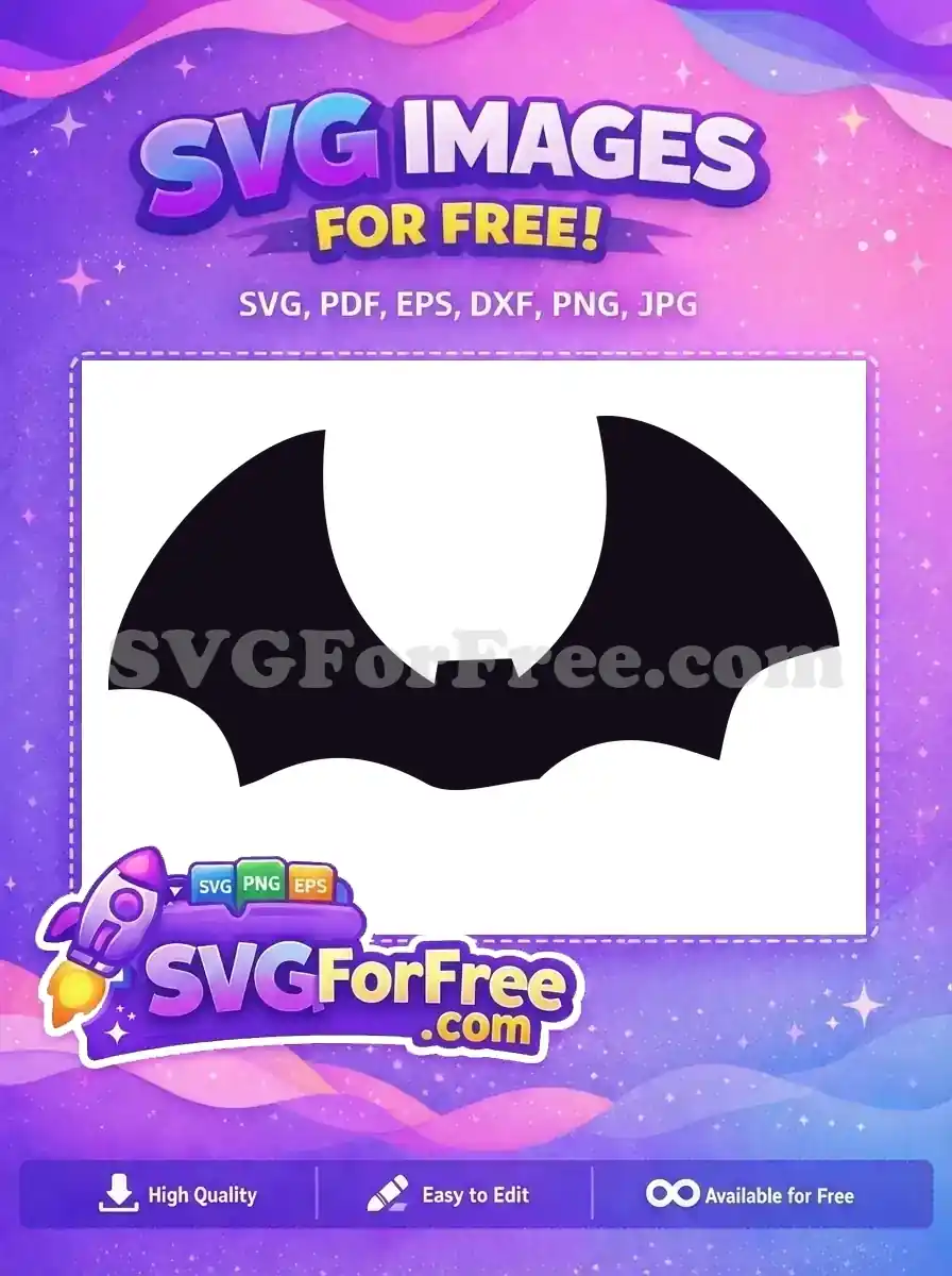A striking free black bat silhouette, wings spread, ideal for spooky Halloween decorations and creative projects.