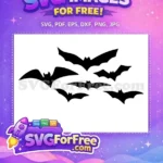 Free Spooky Black Bats Free Flying Silhouette Design Halloween Free SVG - Instant Download