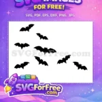 Free Black Flying Bats Free Spooky Halloween Silhouette Free SVG - Instant Download