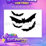 Free Black Flying Bats Free Halloween Night Spooky Silhouette Free SVG - Instant Download