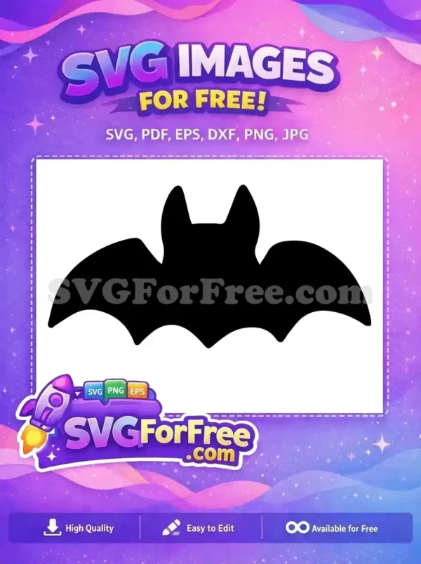 A striking free black bat silhouette with outstretched wings, ideal for Halloween. Download this free vector now!