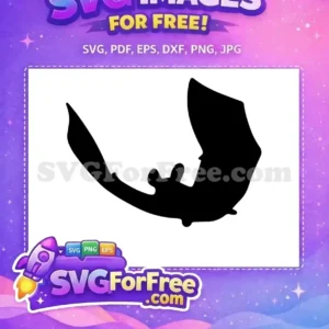 A graceful free flying bat silhouette, ideal for Halloween, nature, or nocturnal animal-themed free design projects.