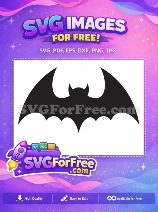 Free Bat Silhouette Design – Spooky & Versatile Vector Art A free, classic black bat silhouette with widespread wings, ideal for spooky crafts and Halloween projects. Download now!