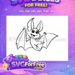 Free Happy Fanged Bat Free Sparkly Eyed Flying Bats Silhouette Free SVG - Instant Download