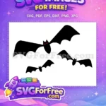 Free Spooky Black Bats Free Red Eyes Flying Halloween Silhouette Free SVG - Instant Download
