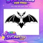 Free Cute Bat Free Black Silhouette Halloween Free SVG - Instant Download