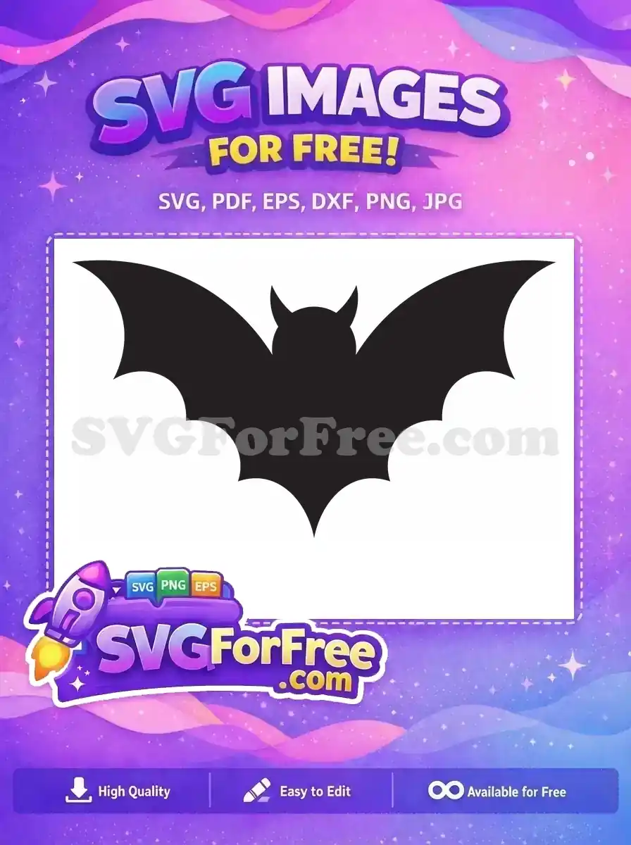 A striking free bat silhouette design, perfect for Halloween and spooky themes. This free design adds a mysterious touch.