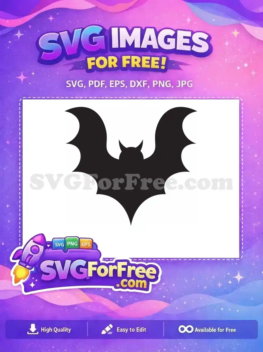 A striking free bat silhouette SVG, ideal for Halloween projects and spooky decorations, ensuring versatile use for all crafters.