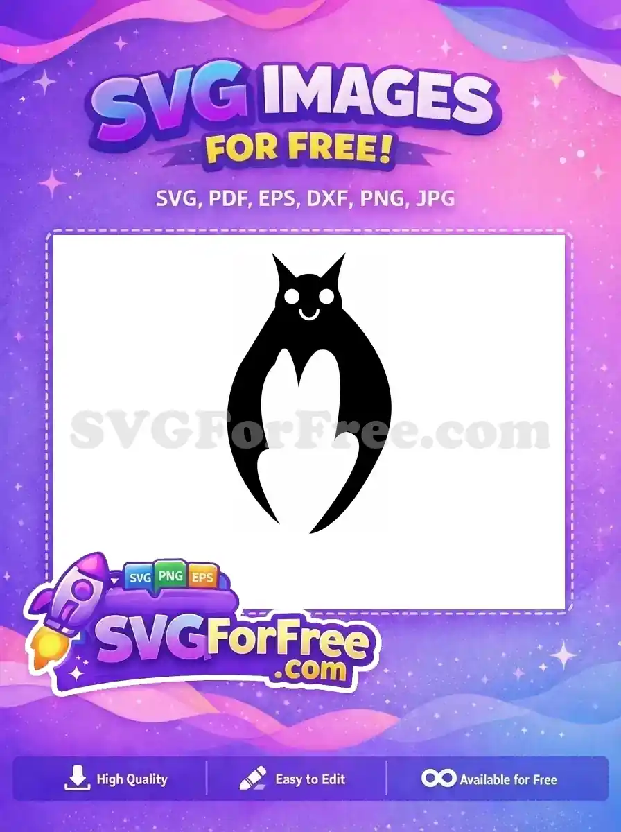 A cheerful, minimalist smiling face graphic, featuring two white eyes and a curved smile on black, offered as a free design.