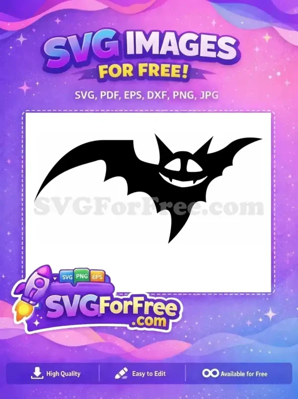 A free Halloween SVG featuring a spooky white face with fangs and almond eyes on a black background, perfect for crafts.