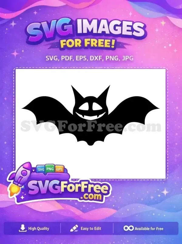 A striking free design featuring a minimalist white spooky face with fangs on a black background, ideal for Halloween crafts.