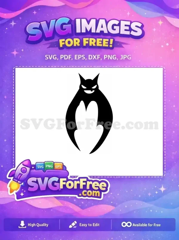 A minimalist, mischievous ghost face. This free design features sharp white eyes and a toothy grin against a black background.