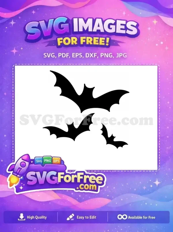 A charming free bat SVG silhouette, ideal for Halloween decorations and DIY crafts. Download this free vector design easily.
