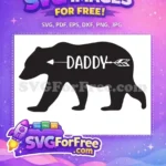 Free Black Bear Design Free White Daddy Quote Bear Family Quotes Free SVG - Instant Download
