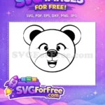 Free Happy Smiling Bear Free Cartoon Silhouette Art Free SVG - Instant Download
