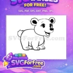 Free happy cute bear cub Free black outline Baby Bear Free SVG - Instant Download