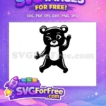 Free Winking Happy Bear Free Playful Black Silhouette Cute Free SVG - Instant Download