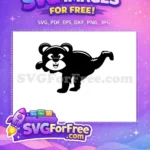 Free Happy Black Bear Free Playful Pose Silhouette Free SVG - Instant Download
