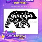 Free Grandpa Bear Free Stars Leaves Silhouette Design Free SVG - Instant Download