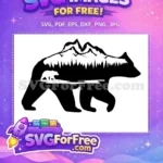 Free Black Bear Outline Free White Mountain Cub Forest Free SVG - Instant Download