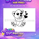 Free Adorable Heart Eye Bear Free Romantic Silhouette Free SVG - Instant Download