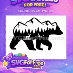 Free Mountain Forest Free Deer Birds Bear Silhouette Free SVG - Instant Download