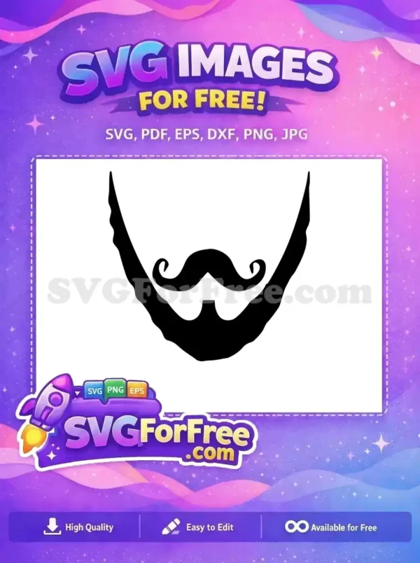 A stylish black beard and curled mustache free SVG design, ideal for unique branding and creative projects. Grab this free vector now!