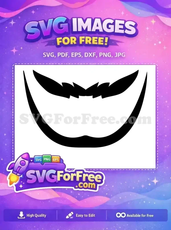 A free unique black abstract design resembling a stylized beard and mustache, ideal for crafting and custom apparel.