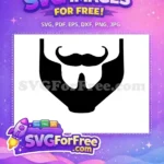Free Black Curled Moustache Free Full Beard Silhouette Classic Free SVG - Instant Download