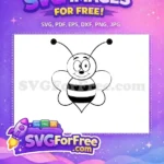Free Happy Cartoon Bee Free Cute Smiling Insect Coloring Pages Free SVG - Instant Download