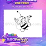 Free Happy Bee Free Striped Body Coloring Page Free SVG - Instant Download