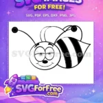 Free Mischievous Bee Free Striped Outline Bee Coloring Pages Free SVG - Instant Download