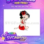 Free Flirty Betty Boop Red Flower Free Coy Expression Cartoon Free SVG - Instant Download