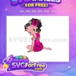 Free Pensive Pink Dress Free Hibiscus Golden Jewelry Betty Boop Free SVG - Instant Download