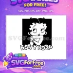 Free Pensive Black White Free Hoop Earrings Bracelets Betty Boop Cartoon Free SVG - Instant Download