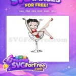 Free Playful Red Bikini Free Cocktail Glass Betty Boop Free SVG - Instant Download