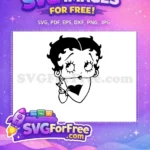 Free Pensive Black Free Classic Hoop Betty Boop Cartoon Free SVG - Instant Download