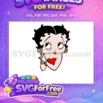 Free Shy Red Lips Free Golden Earrings Betty Boop Free SVG - Instant Download