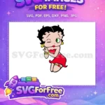Free Winking Expression Free Red Dress Gold Jewelry Betty Boop Free SVG - Instant Download