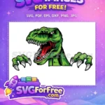 Free Fierce Green T-Rex Head Free Sharp Claws Dinosaur Free SVG - Instant Download