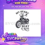 Free Vintage Chopper Free My Heart Revs Biker Quote Free SVG - Instant Download